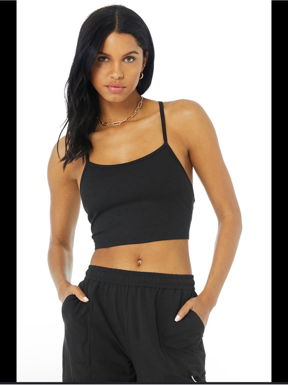 ALO Yoga Black Ribbed Sports Tank